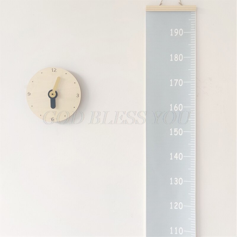 Kids Height Growth Chart Ruler for Kids, Removable Wall Wood Frame and Canvas Room Decoration-Measure Chart 79 x 7.9 In
