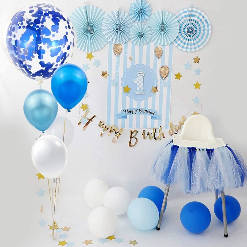 Happy Birthday Letters Five-Pointed Star Aluminum Film Sequins Balloon Set Combination Birthday: Blue