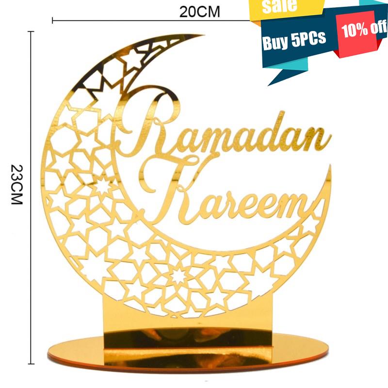 Ramadan dekoration glad eid mubarak islam akryl månestjerne skrivebordspynt hajj islamisk muslimsk festival festdekoration: 1