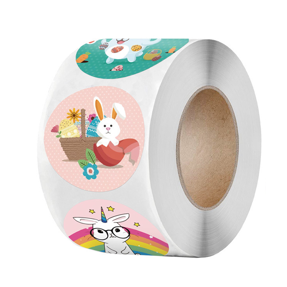 100-500pcs Happy Easter Sticker Adhesive Paper Cake Baking Sticker Labels Easter Party Bag Box Envelope Seal Decoration: QY893-500pcs