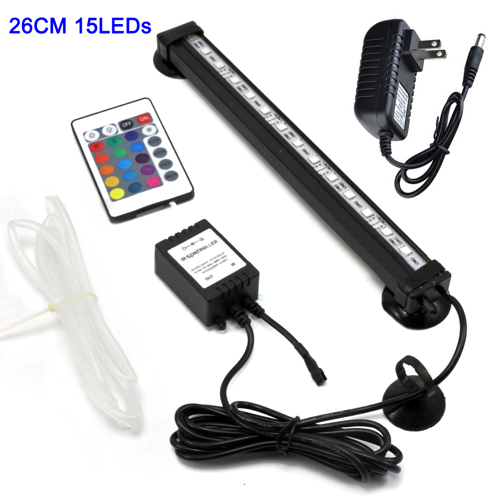5050 Rgb Waterdichte Luchtbel Lamp Led Aquarium Aquarium Licht Dimbare Afstandsbediening Dompelpompen Licht Maken Vis Zuurstof: US Plug 26cm
