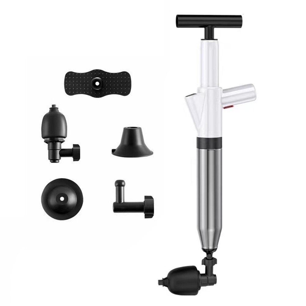 Débloqueur de vidange pour toilettes, haute pression, puissant, manuel, équipement de dragage pneumatique, tuyau bouché: White
