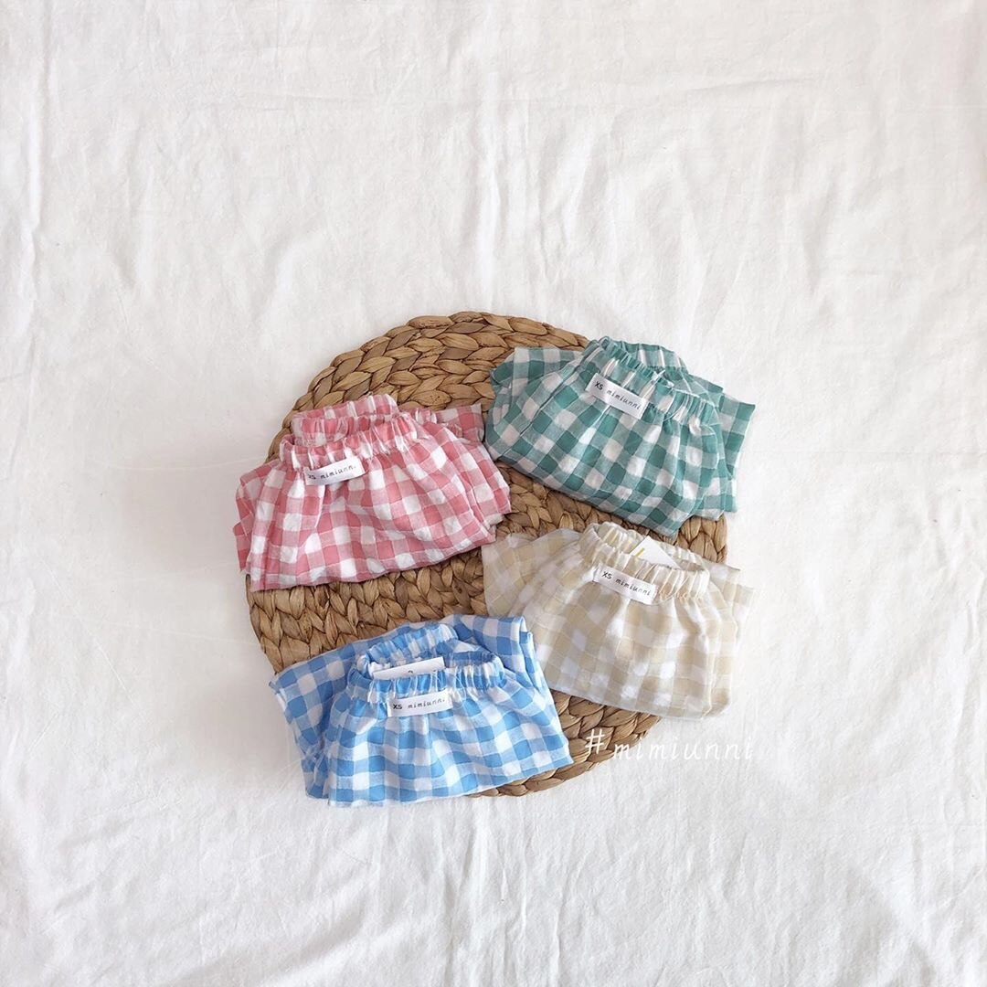 Småbarn flicka volangbyxor sommar barn fritidsbyxor baby anti-myggbyxor barn pojkar rutig byxor flicka bloomers