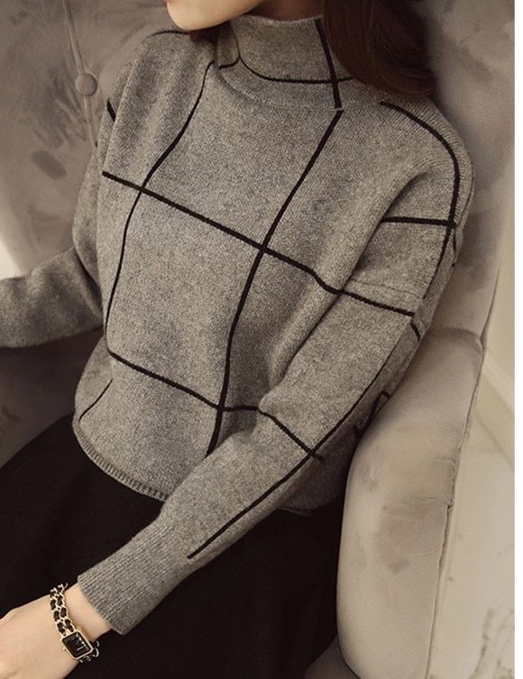 Pull à col roulé femmes pull Patchwork tenue décontracté ample Han édition épais à manches longues tricot vêtements Vestidos LXJ974