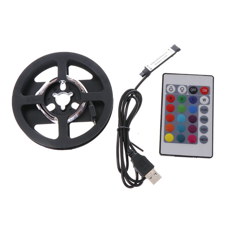 DC 5V USB 30 LED/m 5050 RGB Non Waterproof Flexible LED Strip Light TV Back Lighting+24 Key Remote