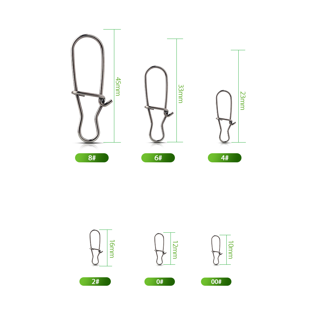 DNDYUJU 100pcs Stainless Steel Hook Fast Clip Lock Snap Swivel Solid Rings Safety Snaps Fishing Hook Connector