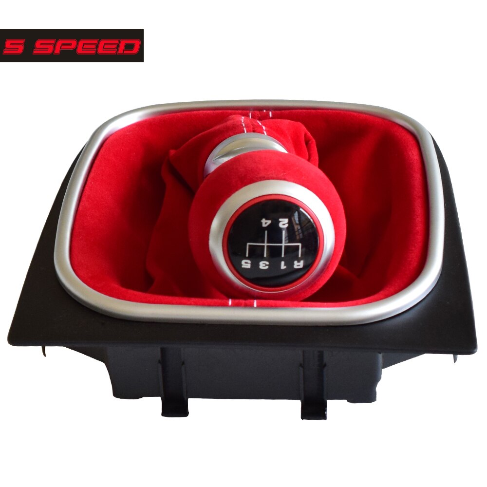 Voor volkswagen vw golf 5 6 mk5 mk6 r32 gti 04-09 5/6 versnellingspook niveau pookknop rood zwart zacht suède lederen hoes