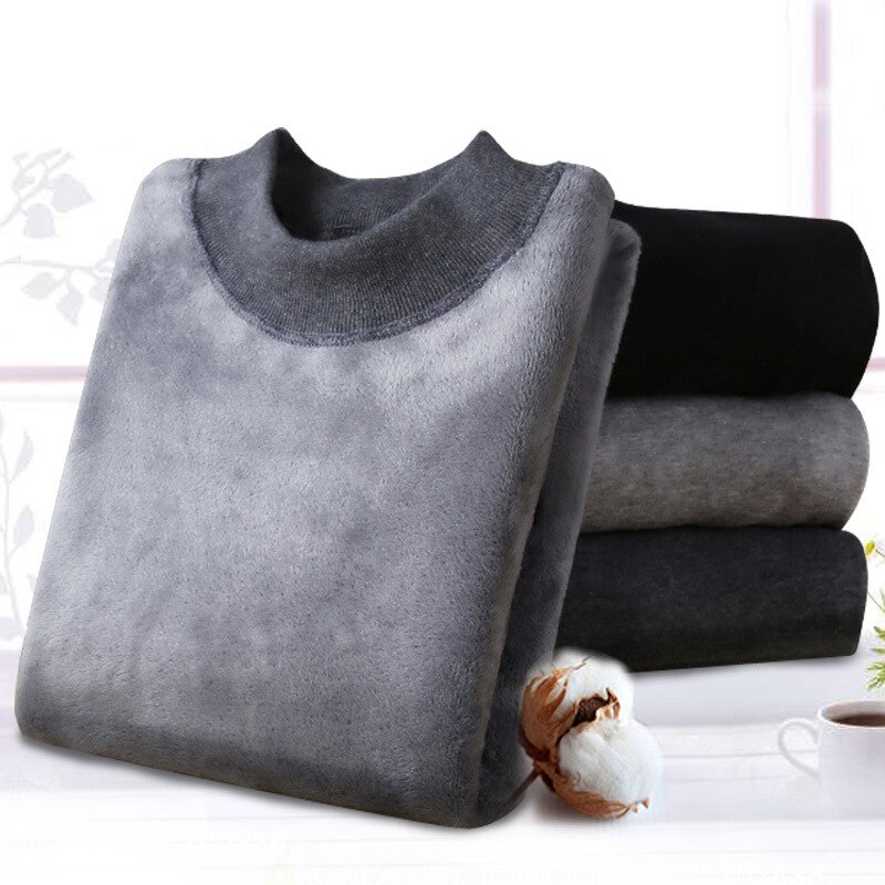 Calzoncillos largos de algodón para hombre, ropa interior térmica, traje grueso de lana y terciopelo con cuello alto, para invierno