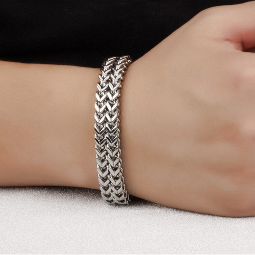 Pulsera para hombre cadena de eslabones de acero inoxidable en la mano accesorios para hombre pulseras brazaletes para hombre estilo rock