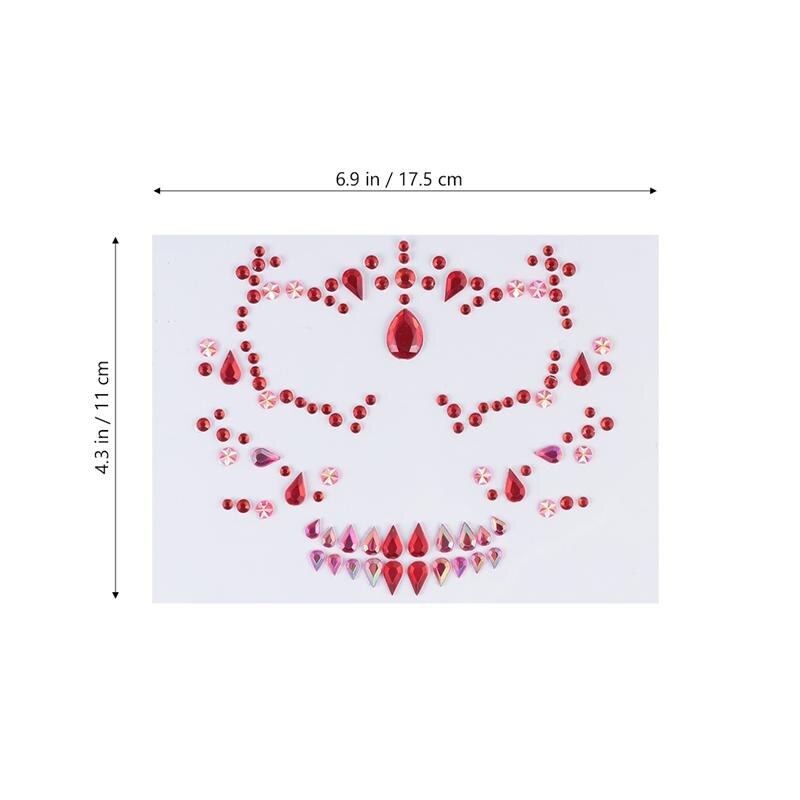 4Pcs Festival Skull Face Sticker Drill Diamond Crystal Makeup Accessories