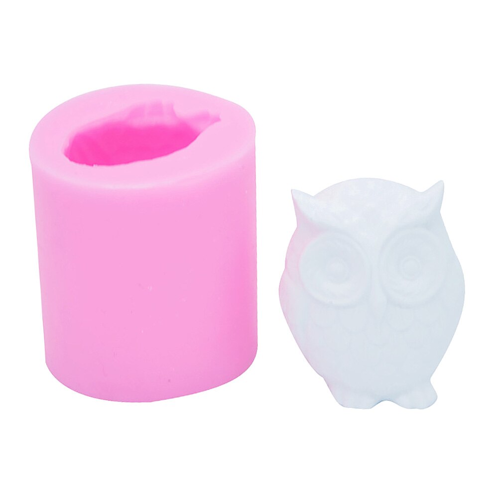 Stampo per candele in silicone gufo 3D per candele stampi in resina fatti a mano fai-da-te per stampi in cera per gesso forniture per sapone stampo per torta fondente: Rosso