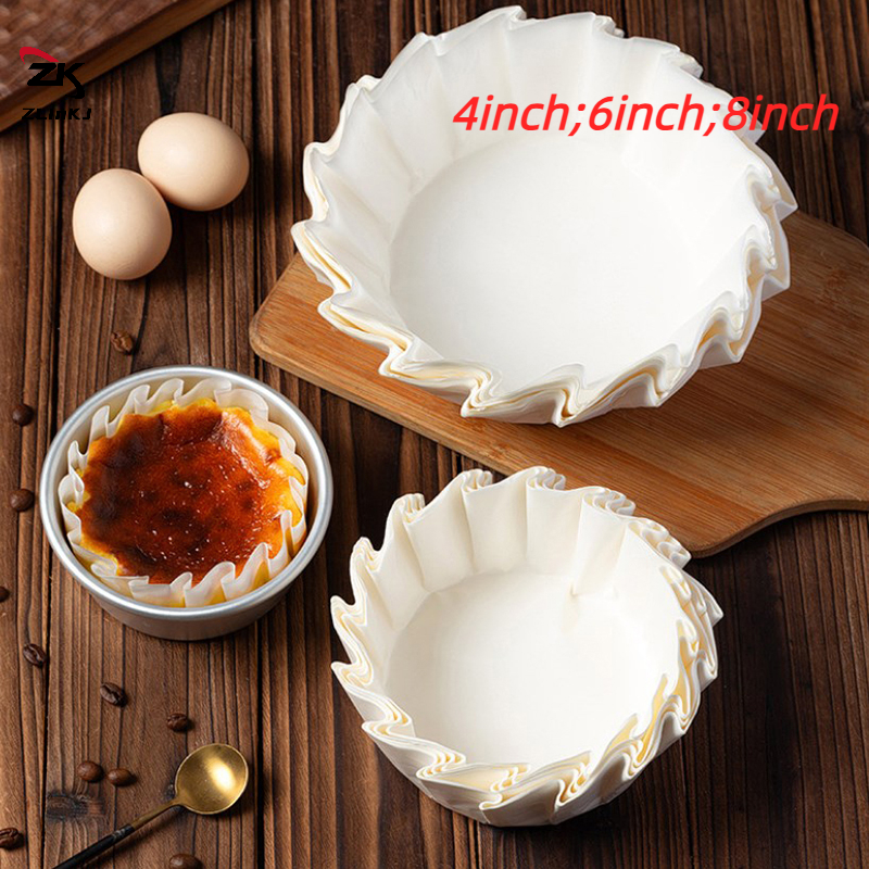 50pcs Basque Cheesecake Oil Paper Tray Foldable Cake Mold Disposable Release Mousse Cake Paper Baking Oil Proof Edge Paper