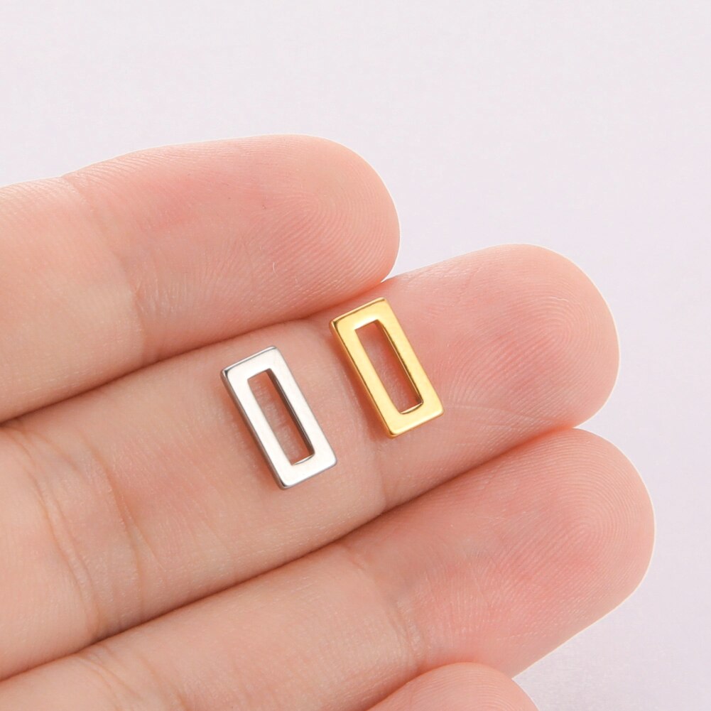 EUEAVAN-5 unids/lote de abalorios de acero inoxidable para la fabricación de joyas, colgante cuadrado triangular geométrico para pulseras, pendientes, accesorios: YELLOW / Bañado en rodio de imitación