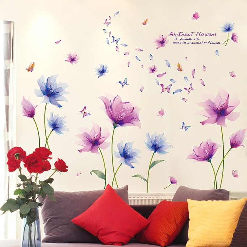 [shijuekongjian] tegneserie pige wallstickers diy blomster planter vægmaleri klistermærker til børn soveværelse stue hus dekoration
