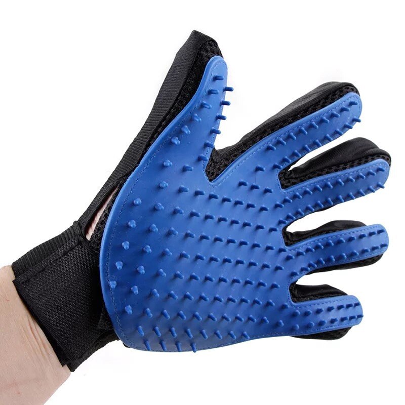 Haustier Hund Pflege Handschuh Silikon Reinigung Pinsel Hunde Katzen Handschuh Haar Pinsel Kamm Handschuhe Haustier Reinigung Liefert Hund Zubehör: Blau links
