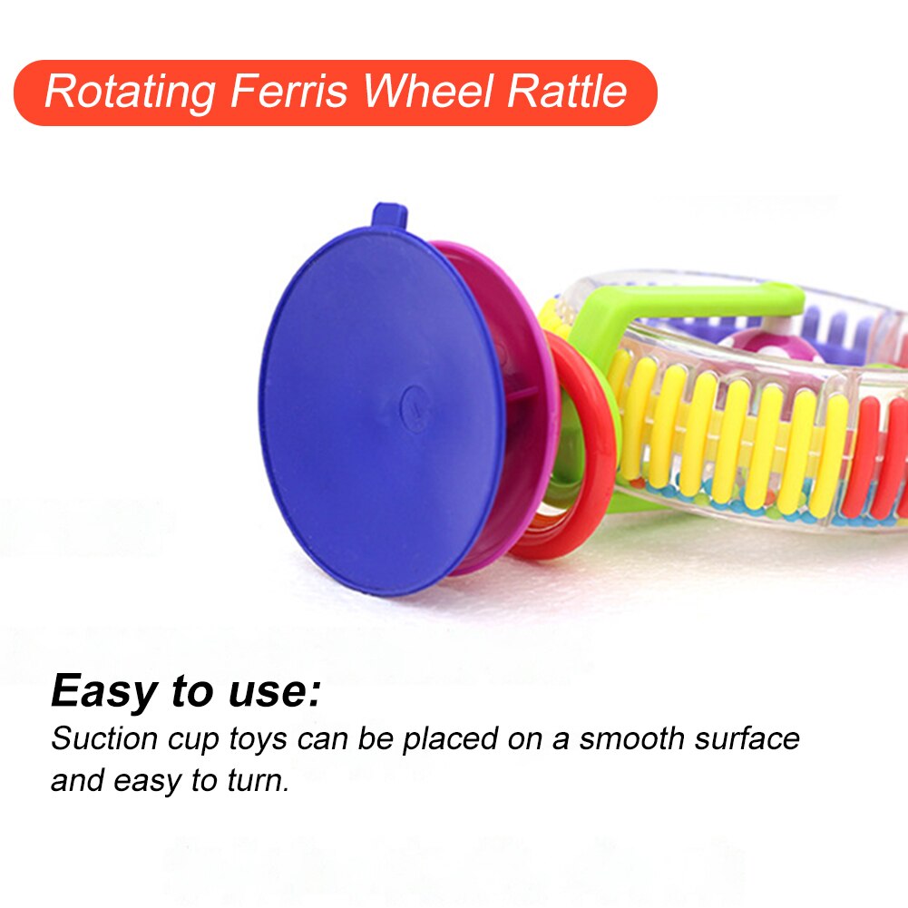 3-color Rotating Ferris Wheel Rattle Baby Toy Colorful Ferris Wheel Stroller Dining Chair with Suction Cup Early Education Toy