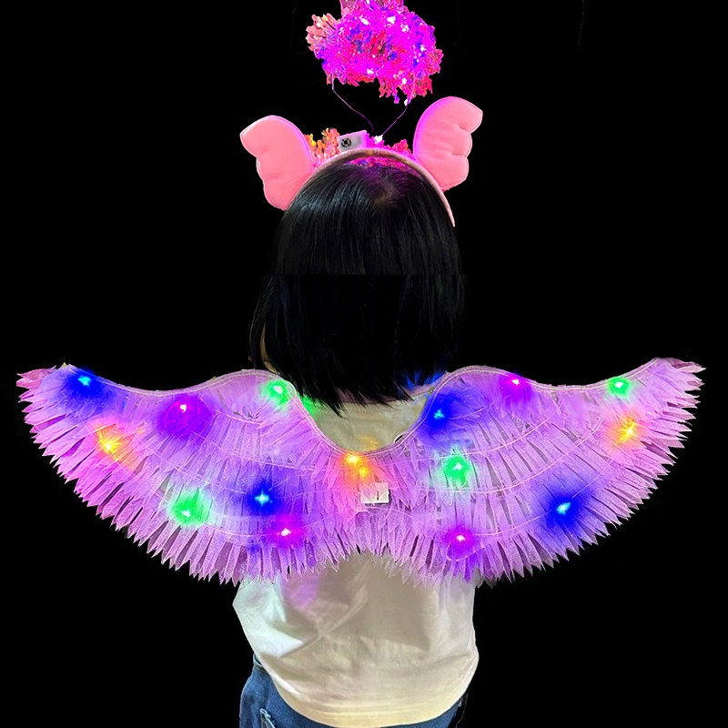 Fe-vinger til piger, lysende engel, sommerfugl, led-fe-kostume, halloween-udklædning, festgave, cosplay-kostumer: Xs / Brun