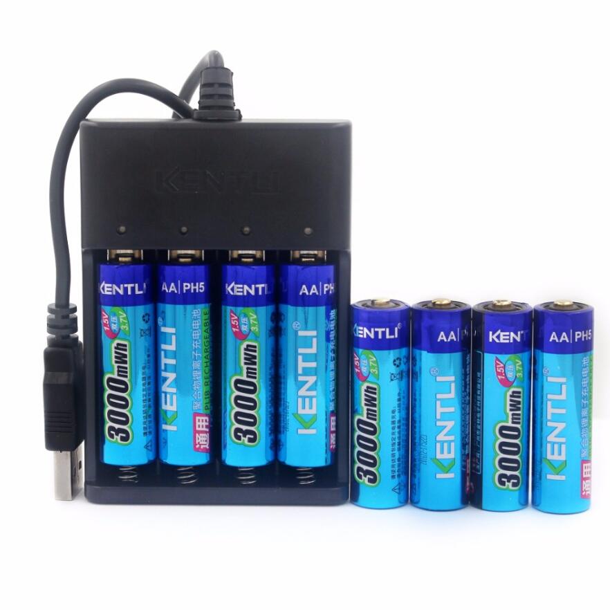 Neue Leistungsstarke KENTLI Batterie AA 1,5 V 3000mWh Polymer Lithium-li-Ion Akkus Halloween Weihnachten ect.