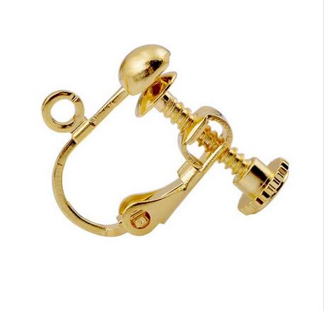 20pcs/lot 16mm Round Head Screw Ear Clip DIY Handmade Clip On Earrings Parts No Pierced Ear Clips Jewelry Making Findings: gold