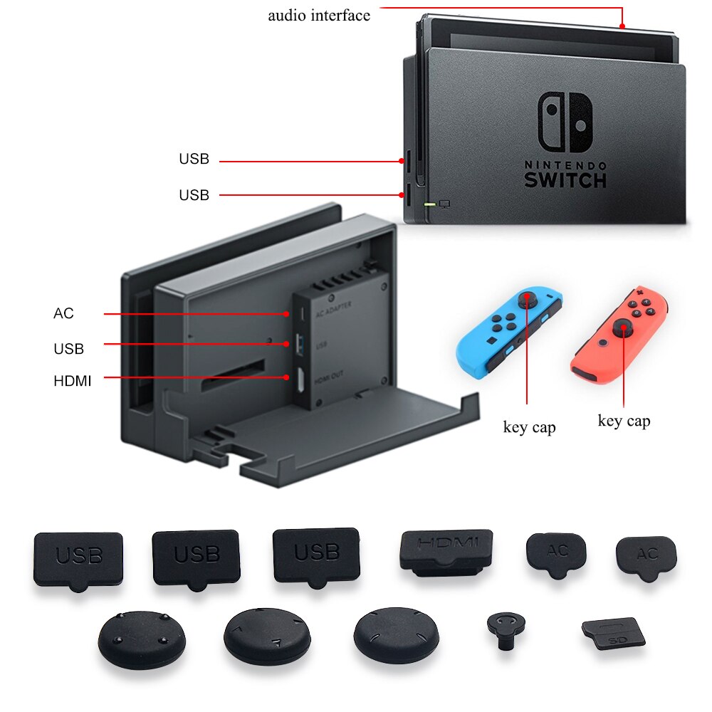 TNS-862 Dust Proof Kit Dust Prevention Cover And Tempered Glass Screen Protector For Nintend Switch accessories