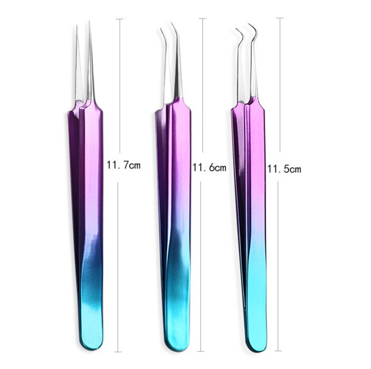 Pinzas de aguja para acné de acero inoxidable, removedor de espinillas y acné, herramienta de cuidado facial, extensión multiusos, pestañas postizas