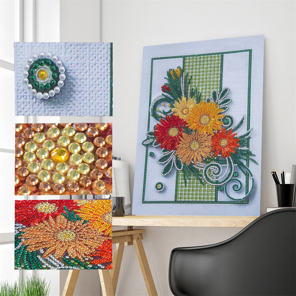 5d diamant maleri blomst serie sæt gør-det-selv papir quilling maleri billede specialformet bor diamant maleri indretning kunst håndværk