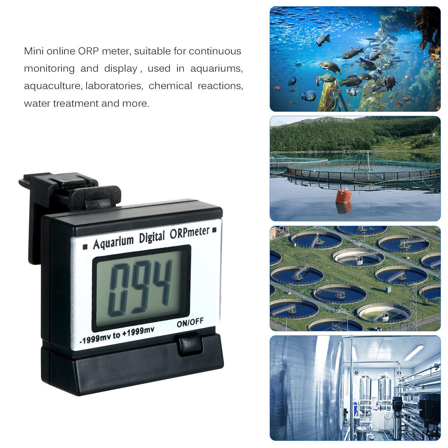 Aquarium Digital Oxidation Reduction Potential Monitor Meter Sensor Water Testing Equipment PH Tester Water Monitoring&Analysis