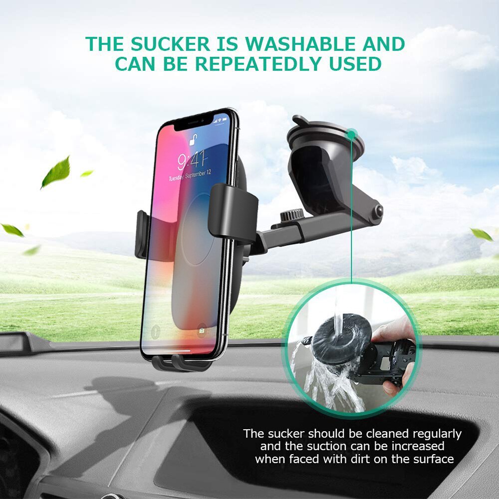 Soporte FDGAO para coche, cargador inalámbrico Qi para iPhone 11 X XR XS MAX 8 10W, carga rápida para Samsung S9 S10 Note 9 en soporte de teléfono para coche