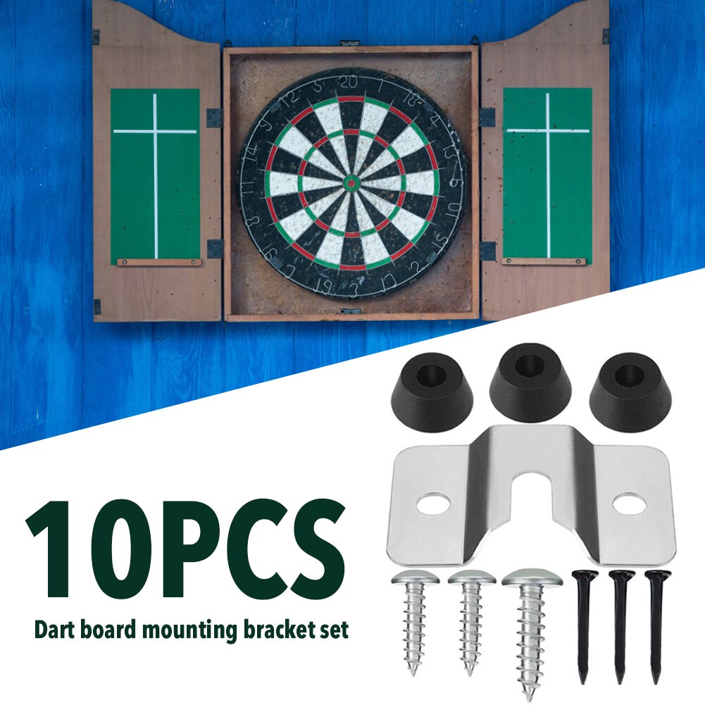 10PCS Dartboard Mounting Bracket Kit Wall Hanging Portable Dart Board Set with 3 Pads for Cabinet Wall