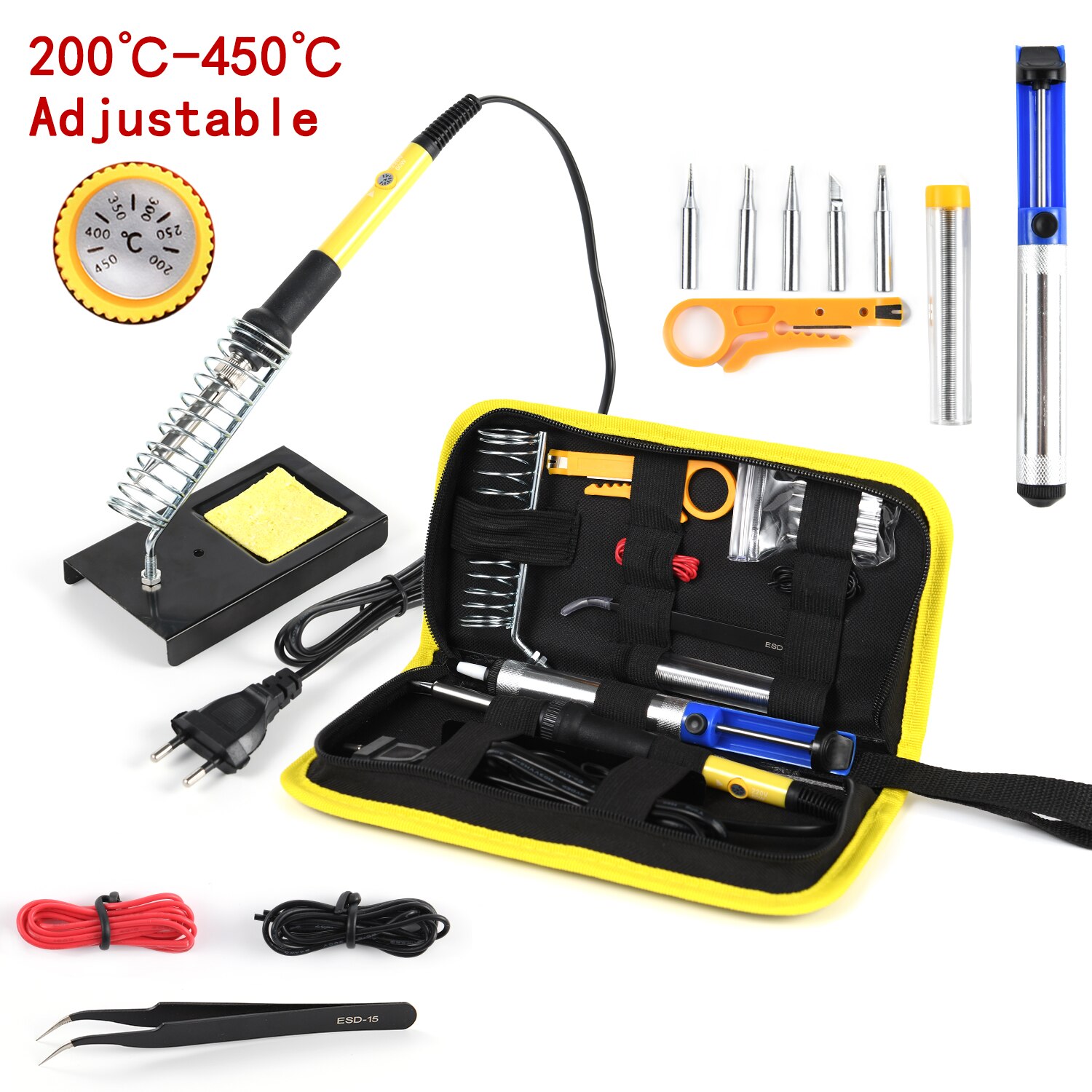 Letme Soldering iron with Digital multimeter kit Adjustable Temperature Auto Ranging AC/DC tester multimetro Welding Tool Kits: Red / EU