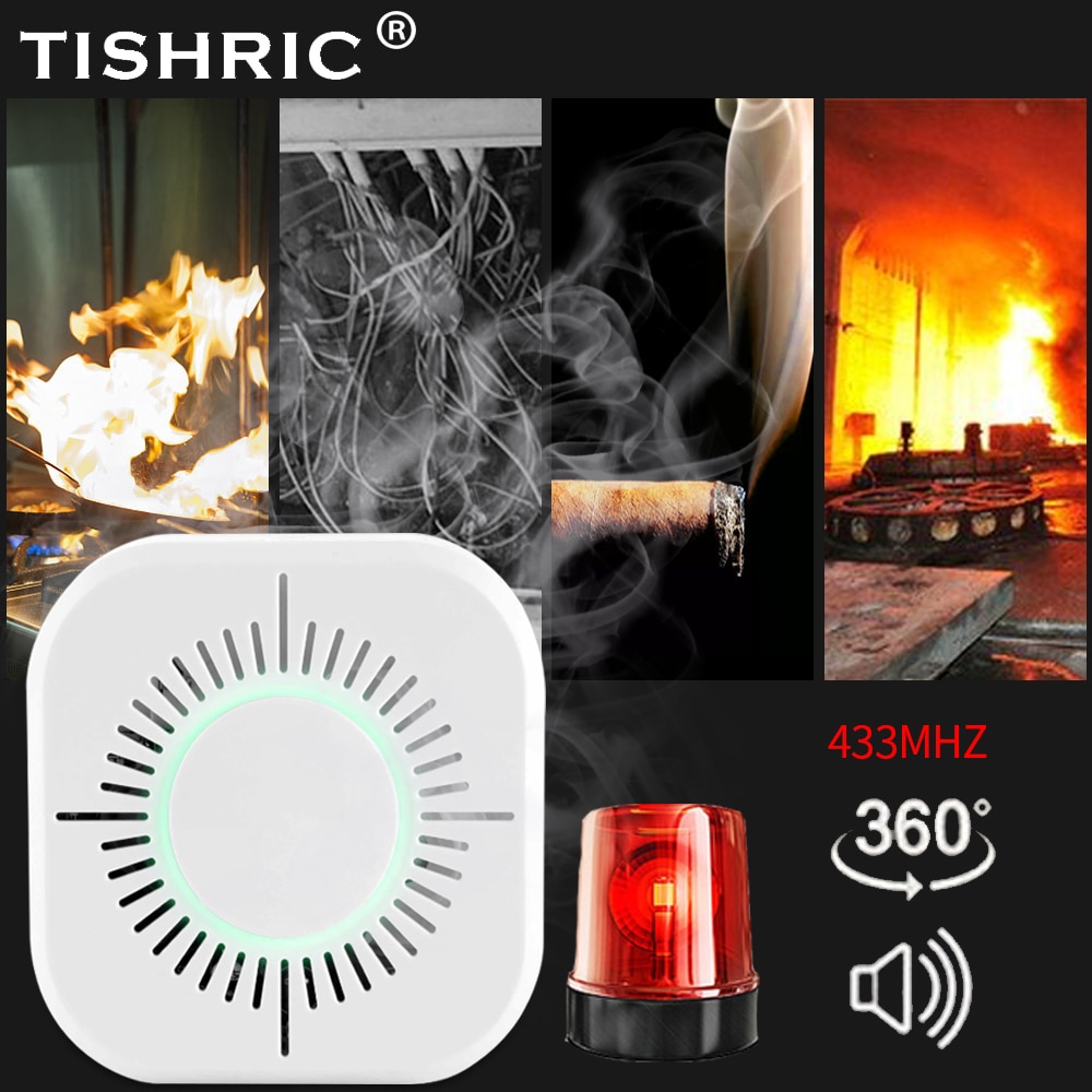 TISHRIC Rauchmelder kabellos 433mhz Feuer Alarm Sensor Gerät unterstützung SONOFF Brücke Clever Heimat Automatisierung Sicherheit Schutz