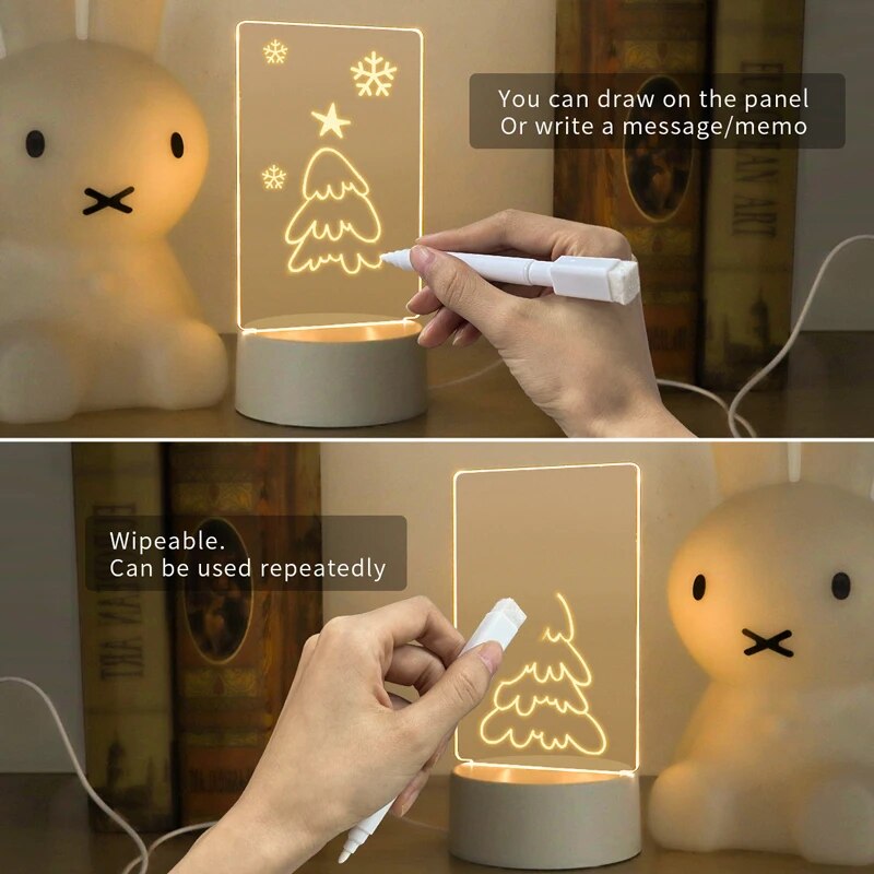 Led-skrivebord notesblok , 3d visuel skrivebordslampe, kæreste, håndlavet skrivebord dekorativ ornament akryl