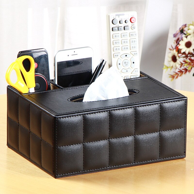 European multifunctional tissue box carton household cute storage box tissue box living room wood remote control: 9