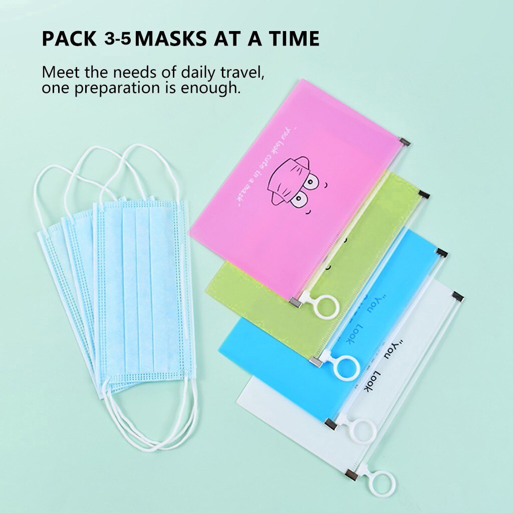 Face Masks Waterproof Portable Face Masks Organizer Foldable Cleaning Bag 8 pcs Reusable Clean Unisex Protetive Childrens