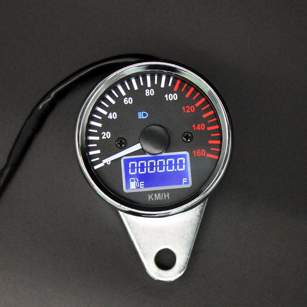 12V Motorrad Chrome LED Tachometer Tachometer Kilometerzähler Multifunktions Gauge