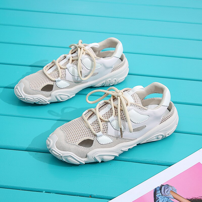 Koovan Vrouwen Sneakers Daddy Schoenen Sandalen Hol Ademende Sneakers Wedstrijd Platform Lace-Up Mesh Casual Trendy Voor meisjes