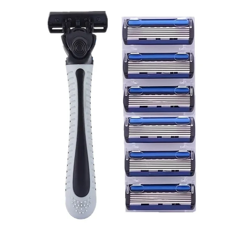 6 Lagen Scheermes (1 Scheermesje + 6 Messen Kop) Cassette Scheermes Blauw Lichaam Gezicht Ontharing Mes Vrouwen Mannen: Roze