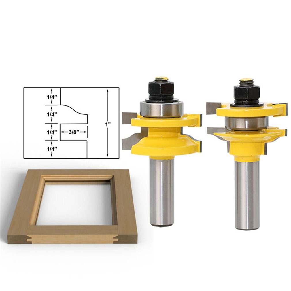 3pcs 1/2 '' Shaft Rail & Stile Blade Cutter Panel Cabinet Router Bits Set Milling Power Tools by Knife Wood Cutter