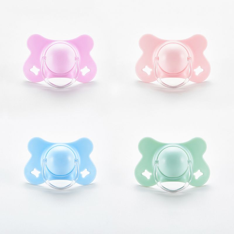 Chupete de silicona para bebés con tapa, forma de mariposa, redondo y plano, para dormir, morder, masticar
