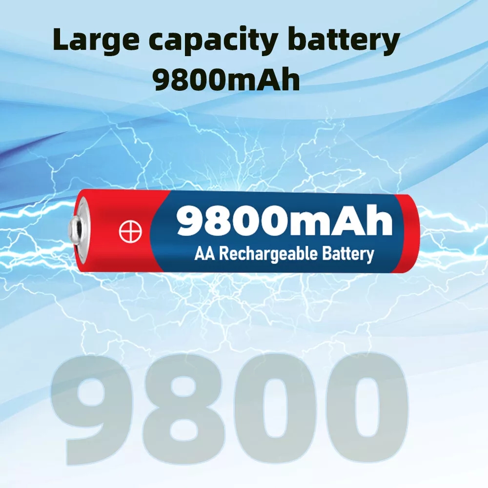 1,5 V AA 9800 mAh wiederaufladbarer Akku 100 % Original hochwertiges AA für LED-Leuchten, Spielzeugkameras, Mikrofonbatterie