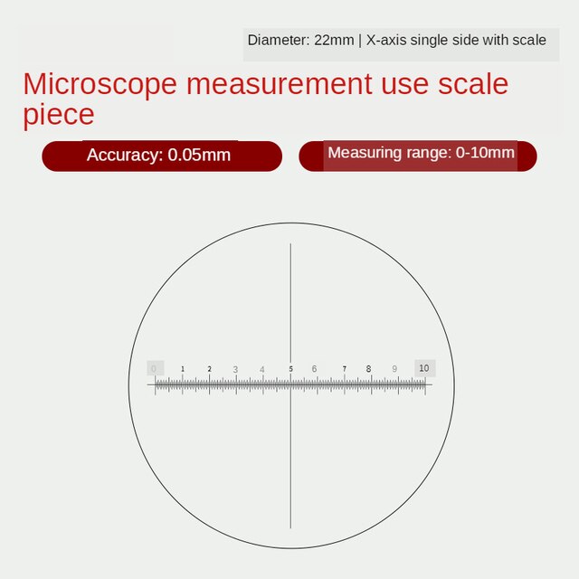 Microscope micrometer calibration sheet Scale measuring rule 0.05mm calibration glass sheet 0.1mm calibration reticle: See text details -10