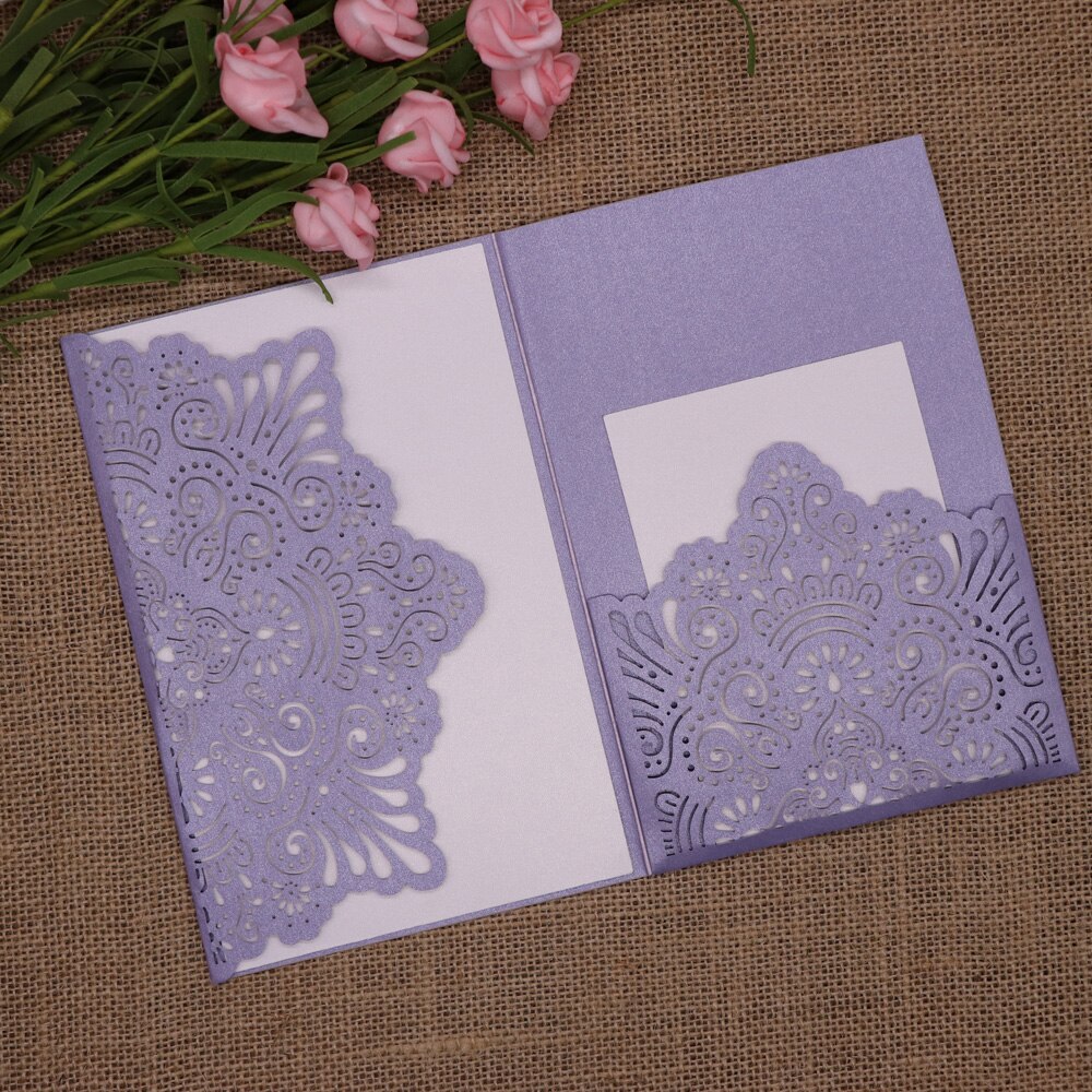 Tarjetas de papel perlado para invitación de boda, papel brillante de 250gsm tallado para invitaciones de cumpleaños, bautismo, , recuerdo, 10 unids/paquete