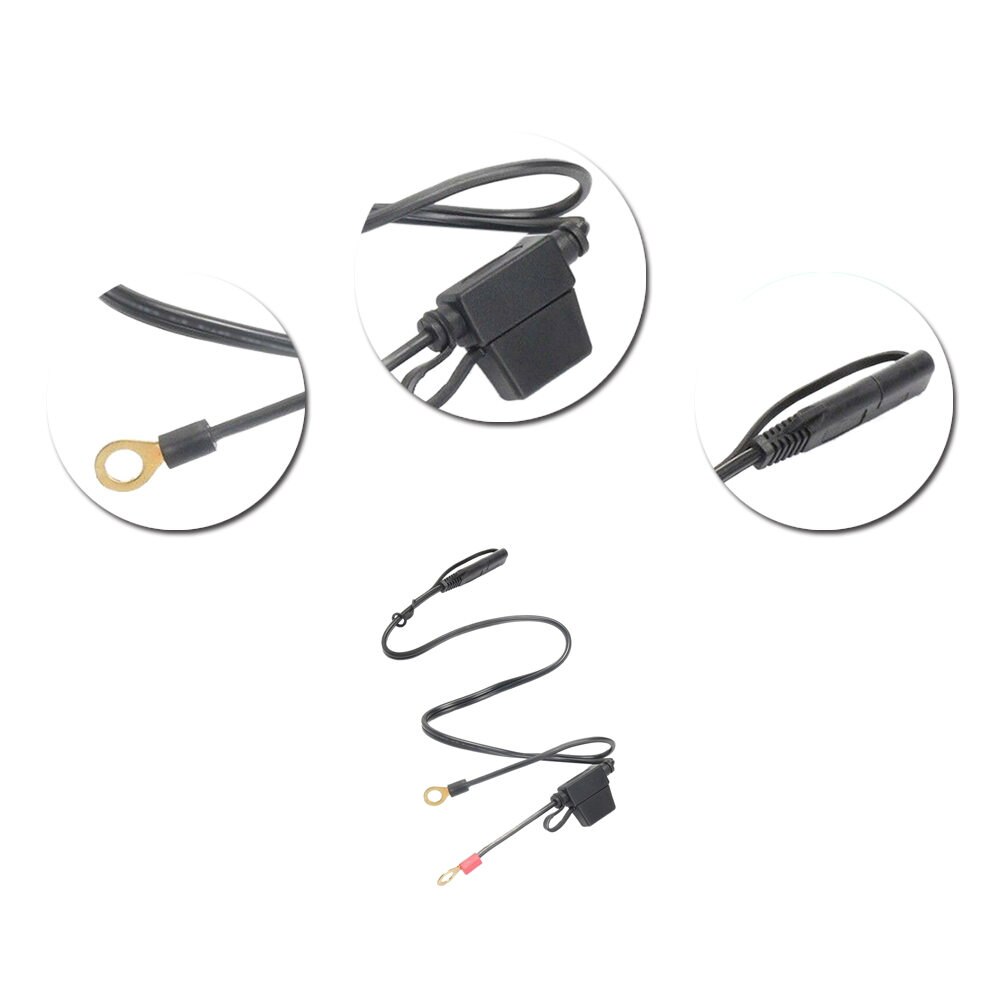 12V Motorcycle Battery Charger Adapter Cable Terminal To SAE Quick Disconnect Motorcycle Battery Output Terminal Ring Connector
