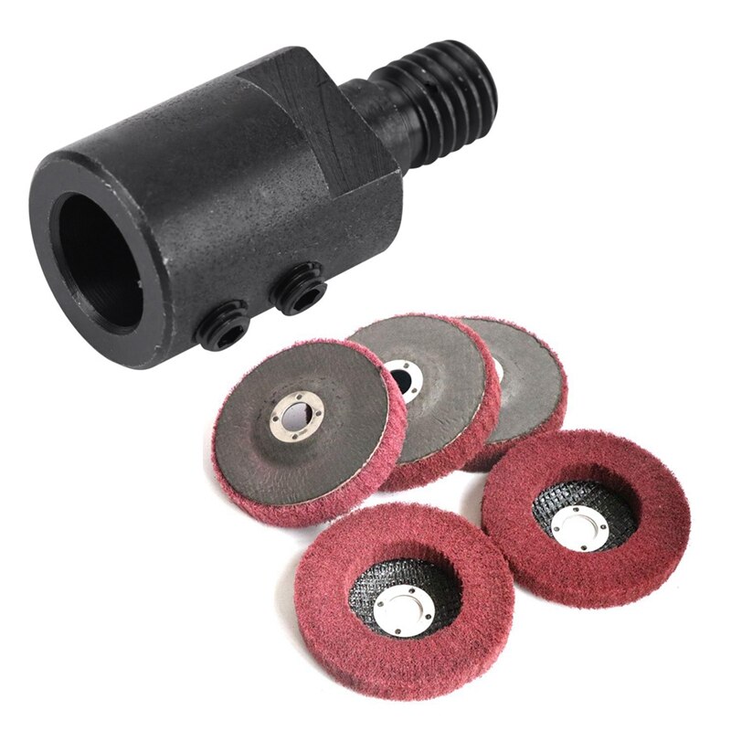 1 Set M10-12mm Boor Spindel Adapter Drijfstang Mouw & 5Pcs 4 Inch Nylon Fiber Flap Disc Polijsten Slijpen wiel