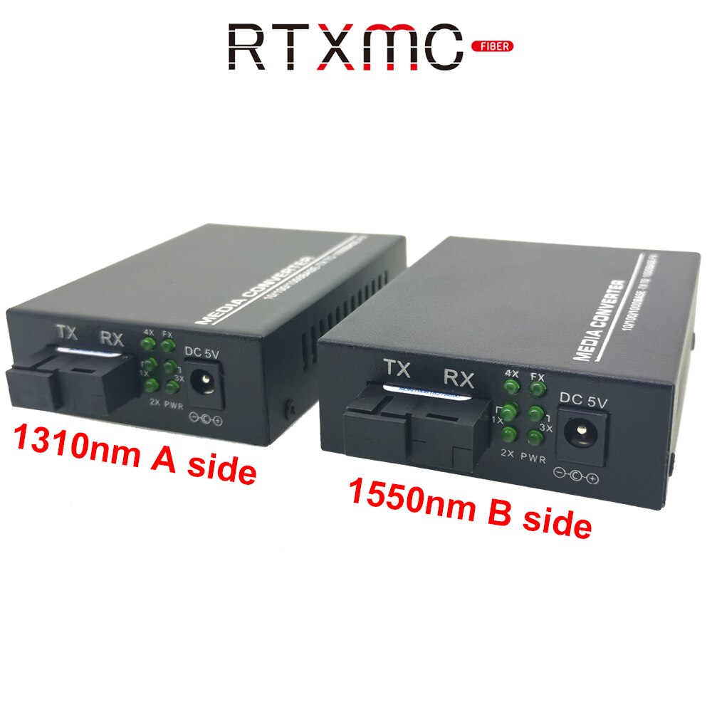 2PCS Fiber 1G4E 1.25G Fiber 4 port 10/100/1000M Gigabit Ethernet Switch 4Port 1.25G fiber 4 RJ45 fiber Media Converter
