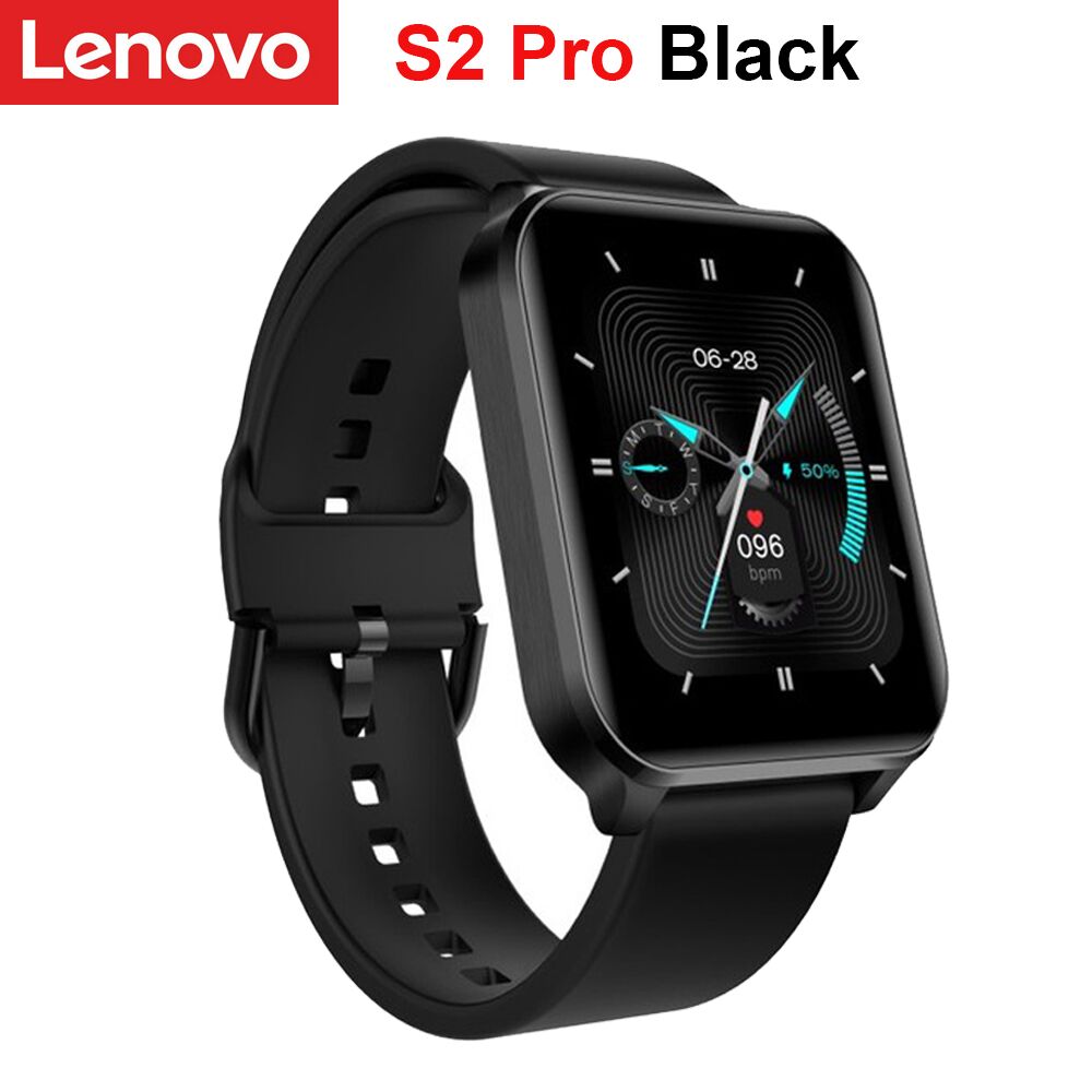 Lenovo S2 Pro Smart Band Thermometer Heart Rate Sleep Monitoring Fitness Bracelet IPS Touch Screen IP67 Waterproof Sports Watch: S2 Pro Black