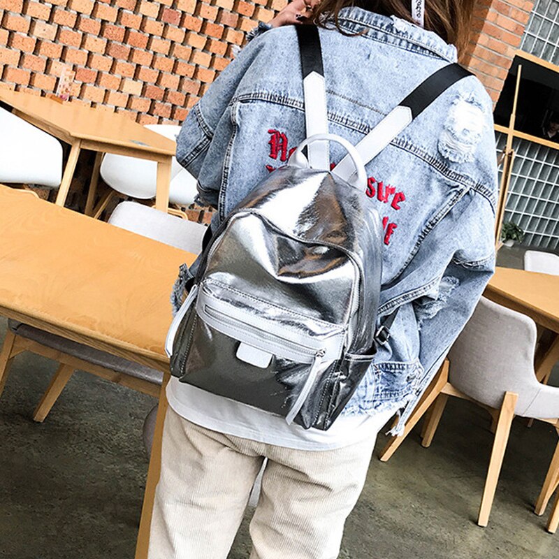 2019 nuovo ologramma dolce argento laser zaino olografica sacchetto di ragazze in pelle di scuola mochila feminino ottavino zaino di stile di gusto squisito