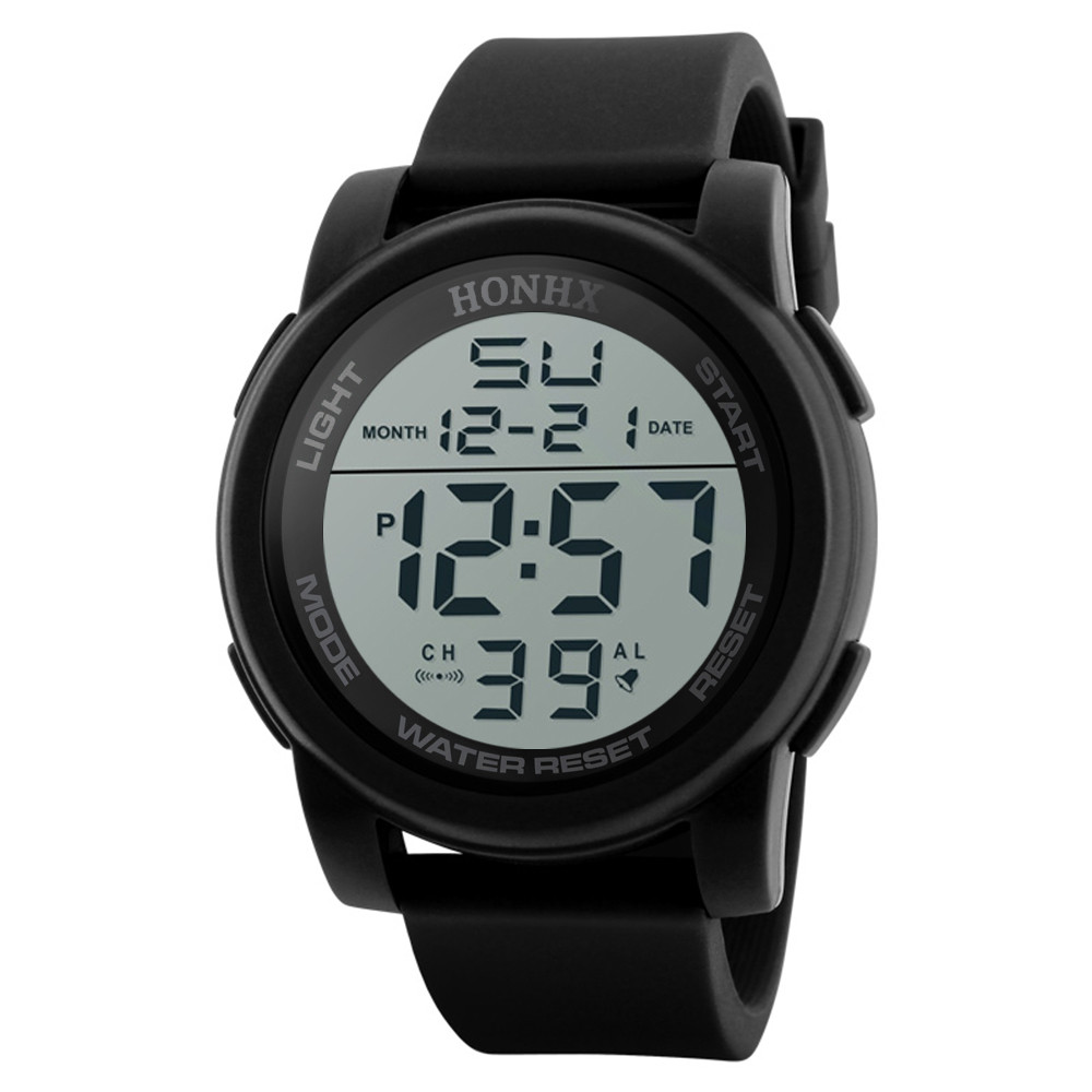 Sport Watch Men Watches Compass Pedometer Calories Male Watch Digital Waterproof Electronic Watches Men Wristwatch reloj hombre: Black