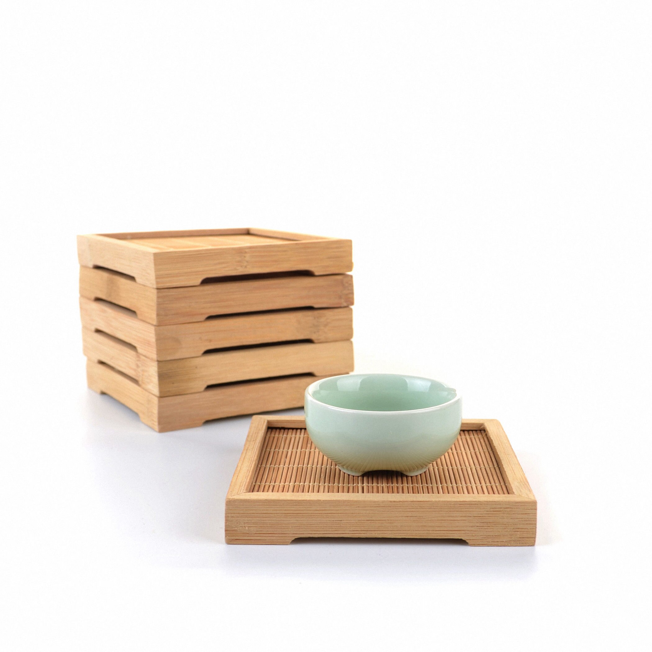 Slags naturlig bambus firkantet underkop te kopmåtte hotelindretning i hånden håndværk pad gongfu kung fu te bakke serveringsbord