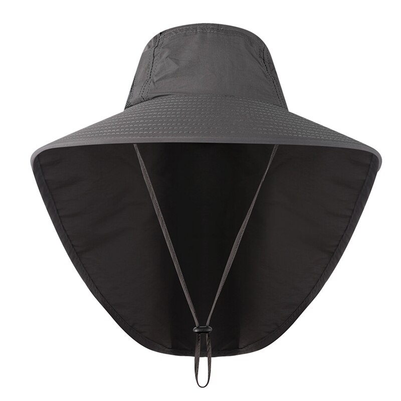 Udendørs fiskeklappe hætte bred brede solskærm foldbart mesh svedbånd halsdæksel spand hat camping cap: Sh